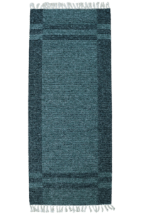 musta-vihreä puuvillamatto, hapsut päissä. Koko 80x200cm