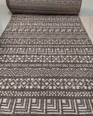 Boho harmaa käytävämatto leveys 100cm